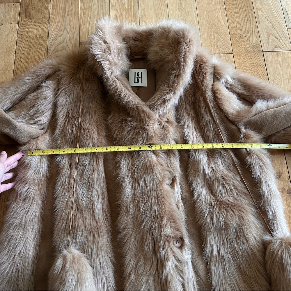 Malene Birger Kaliies Faux Fur Brown Coat Button Front Closure Tassels Sz Large - Picture 9 of 13